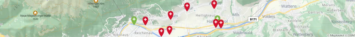 Kartenansicht für Apotheken-Notdienste in der Nähe von Thaur (Innsbruck  (Land), Tirol)